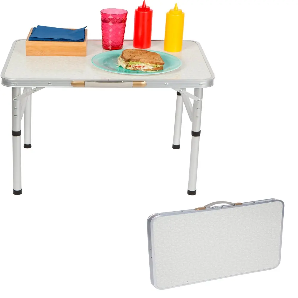 

Aluminum Adjustable Portable Folding Camp Table with Carry Handle, Beige