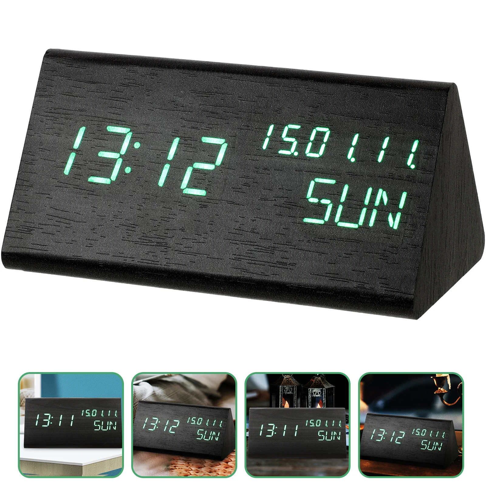 

Clock Digital Alarm Desk Led Woodenmodern Clocks Bedroomstemperature Usb Wood Grain