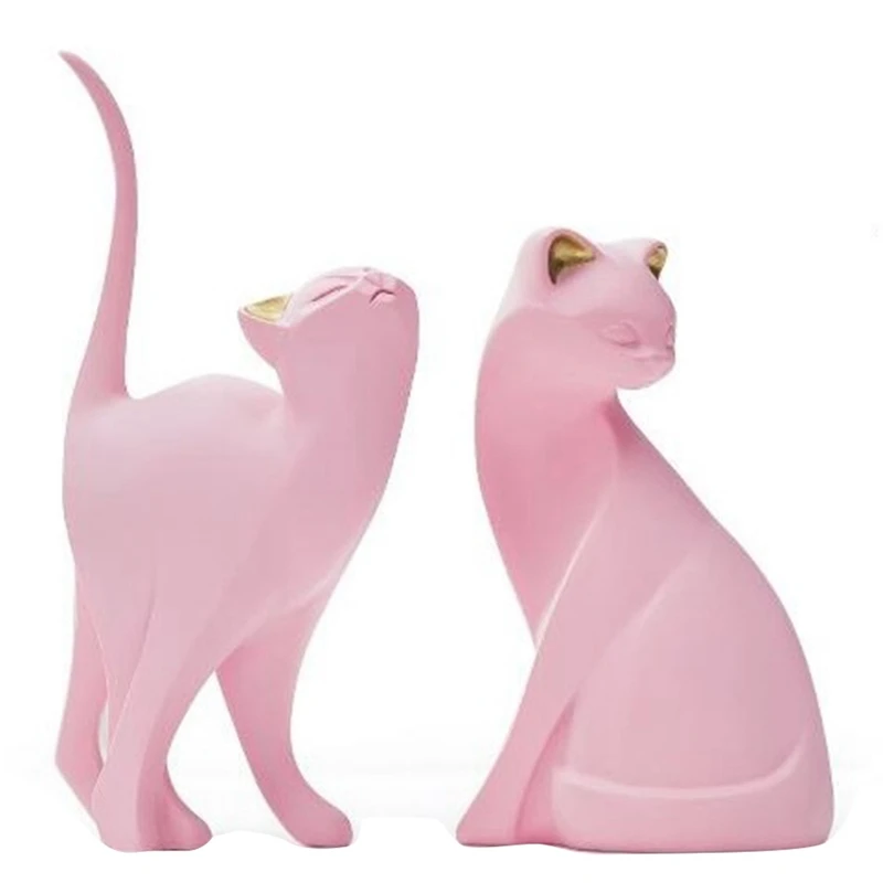 

Розовый котенок в скандинавском стиле, украшение для кота из смолы, креативные милые животные, поделки, украшение для рабочего стола компью...