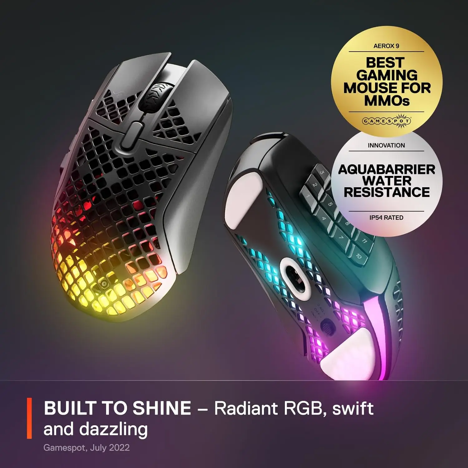 Беспроводная игровая мышь SteelSeries Aerox 9 Holey RGB сверхлегкая 18 кнопок Bluetooth/4 4 ГГц К DPI
