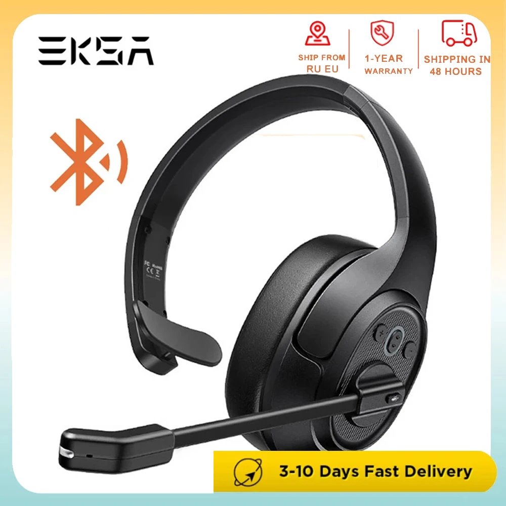 EKSA H1 Wireless Headphones with Mic Environmental Noise Cancelling Headphone Trucker Bluetooth Headset for Call Center Headset enlarge