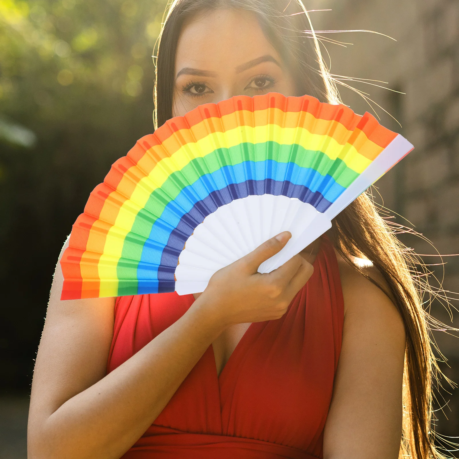 Складной веер ручные веера свадебные сувениры красочные портативные радужные