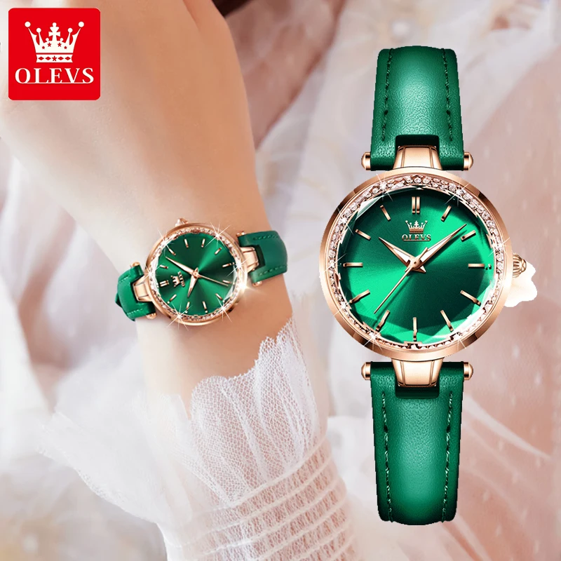 

OLEVS Charming Little Green Watch Women Fashion Waterproof Diamond Quartz Wristwatch Casual Ladies Watches Relogio Feminino Gift