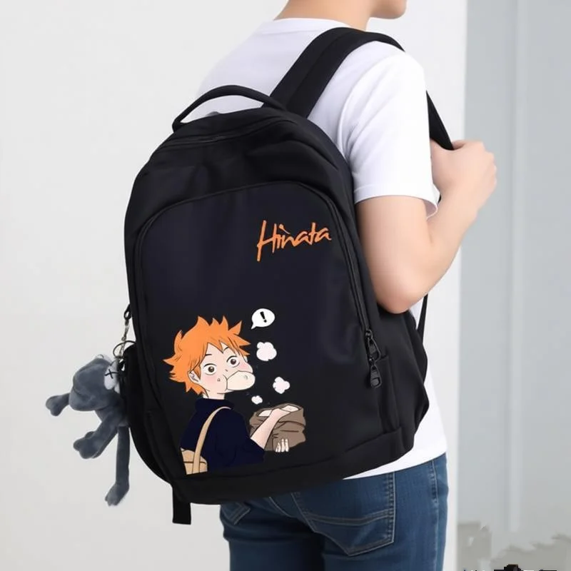 Фото Водонепроницаемый рюкзак-итабэг Haikyuu Hinata Shoyo из нейлона с подвеской-куклой, для хранения учебников, для студентов, для занятий спортом на открытом воздухе, подарок для фанатов №2