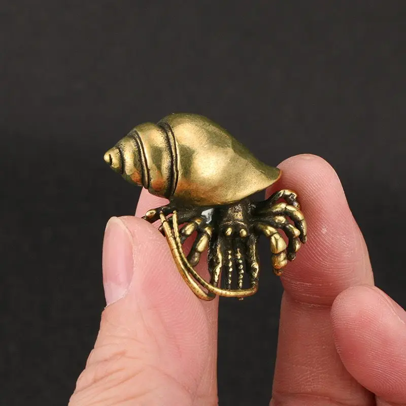 

Solid Copper Hermit Crab Figurines Brass Sea Animals Ornament Desktop Collection Model Antique Crafts Brass Tea Pet