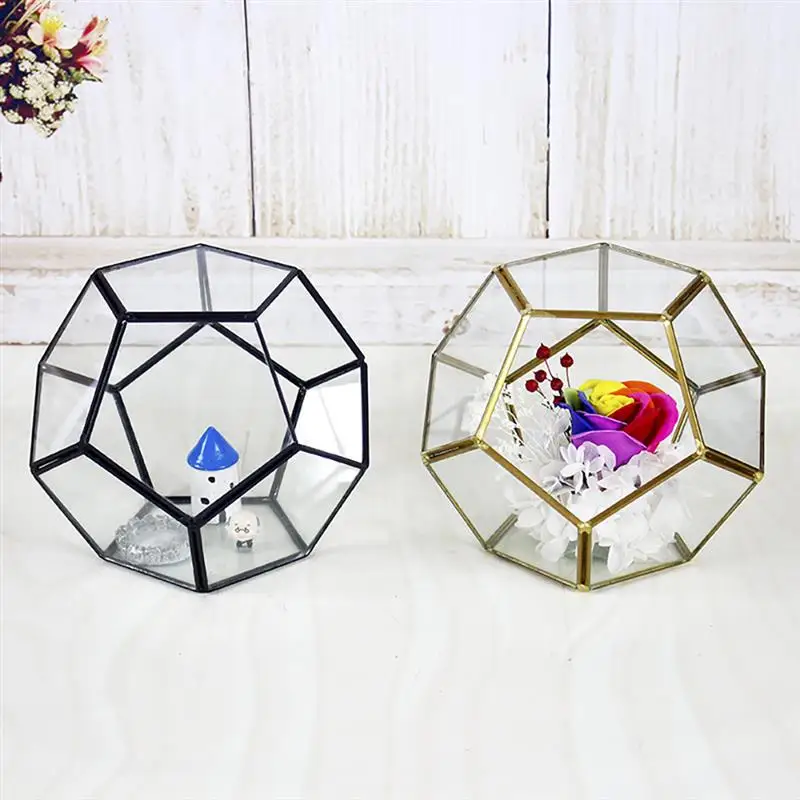 

Glass Geometric Terrarium Storage Box Jewelry Holder Tabletop Succulent Plant Container DIY Display Box For Succulent Garden