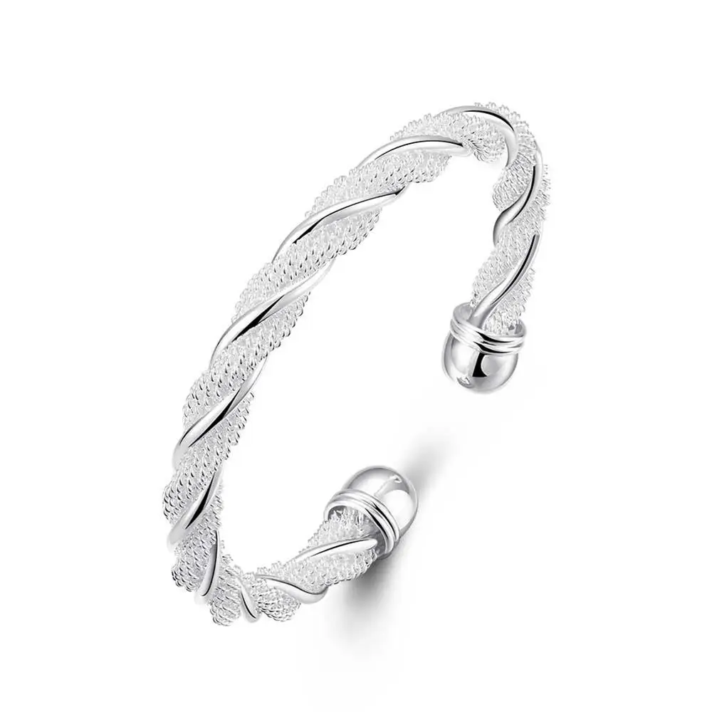 

Twisted Wire Mesh Bracelet Fashion Round Shape Silver Jewelry Bracelet