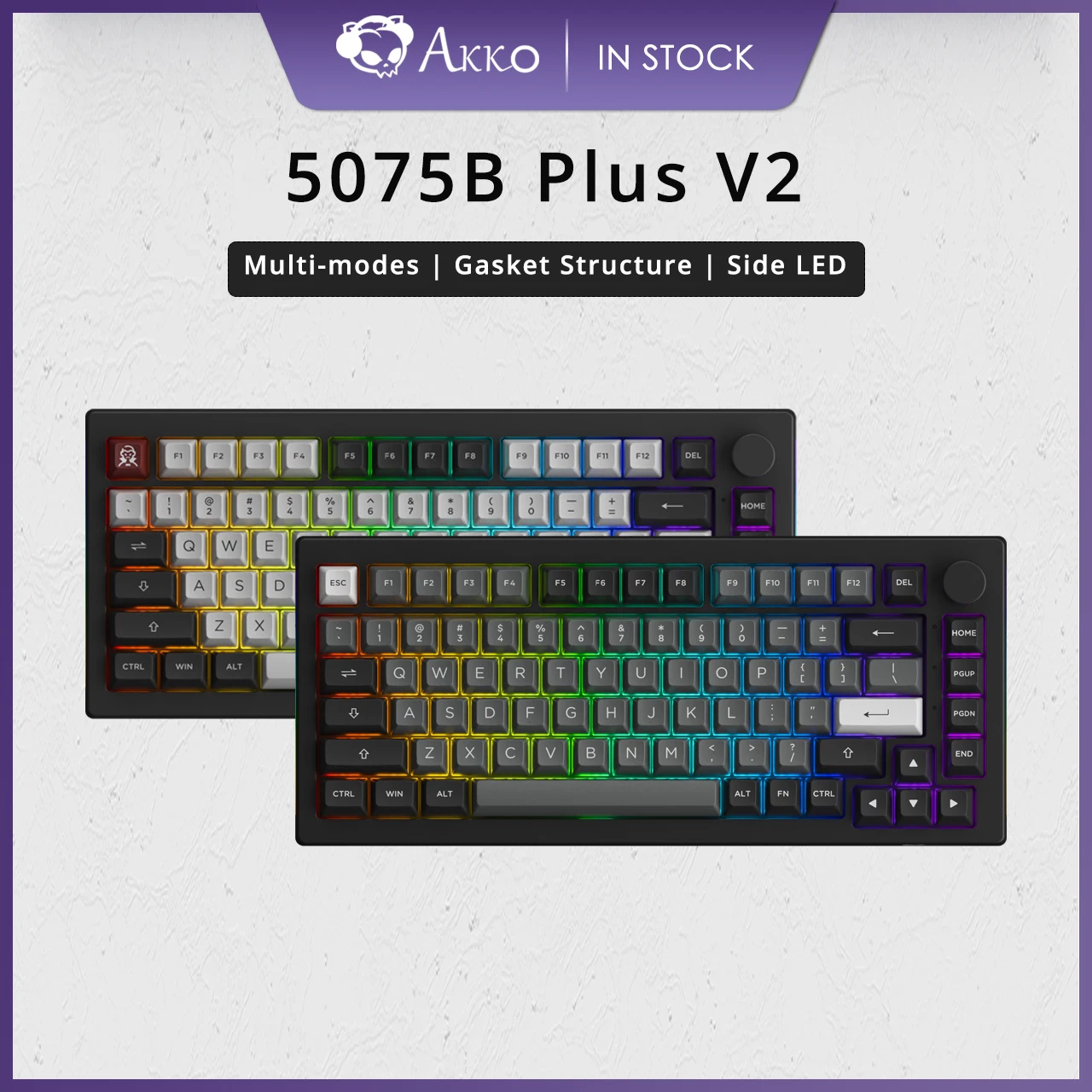 Akko 5075B Plus V2 75% Хот-Своп Многофункциональная Игровая Механическая Клавиатура с RGB-подсветкой 3/5 Pin 2.4ГГц Беспроводная/USB Type-C/Bluetooth 5.0