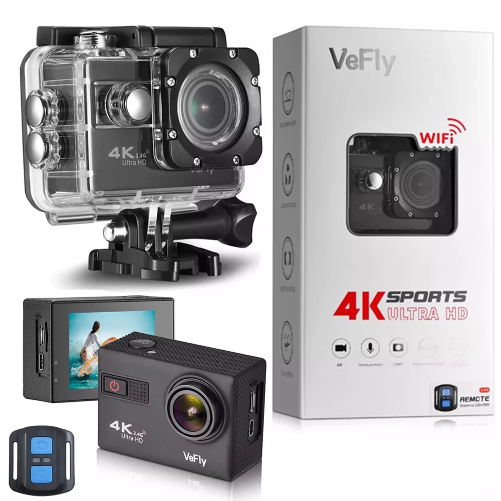 

VeFly 4K Ultra HD sport action camera, the waterproof Wi-Fi go pro cam with Anti-Shake electronic GYRO wifi car video kamera