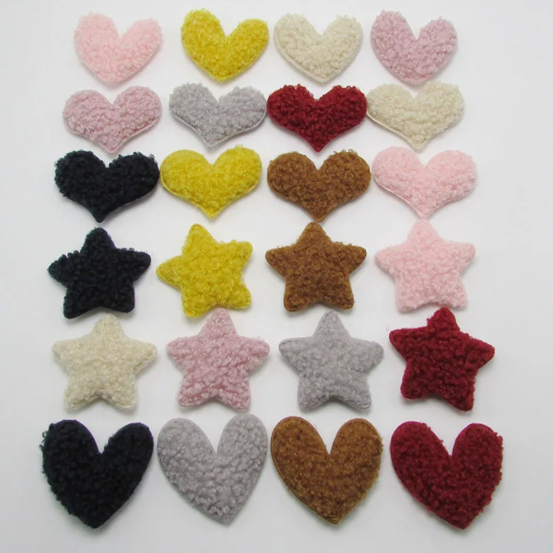 

25Pcs 40-50mmTeddy Velvet Heart Peach Star Ornament DIY Handwork Children Clothing Hat Plush Accessories