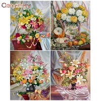 gatyztory 60x75cm paint by numbers kits frameless diy flower vase painting by numbers on canvas home decor digital hand painting