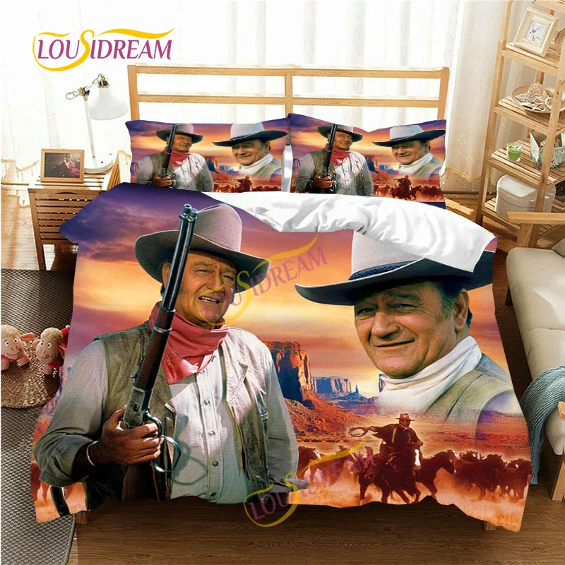 

Famous cowboy actor John Wayne pattern 3D printing duvet cover sheet pillow three piece bedding soft oversize sheet set .