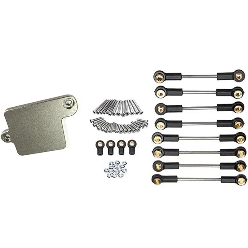 

Hot 1 Set Steering Gear Metal Fixing Piece & 1 Set Upgrade Replacement Part Suspension Toe Link Tie Rod Set