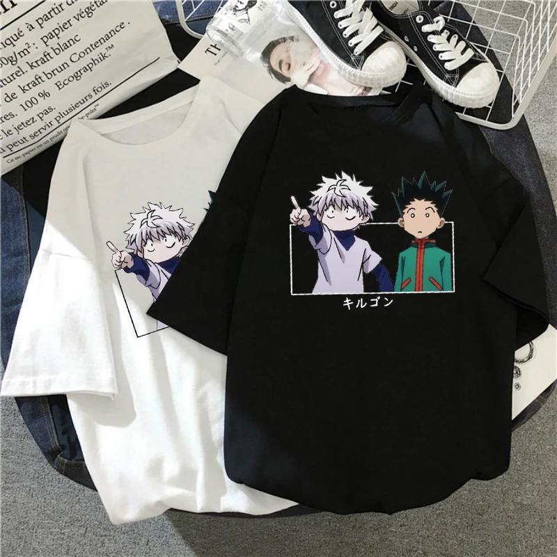 

Women T-shirt Killua and Gon Printed Oversized T-shirt Short Sleeve Japanese Anime Hunter X Hunter T Shirt Tee Shirt Clothes
