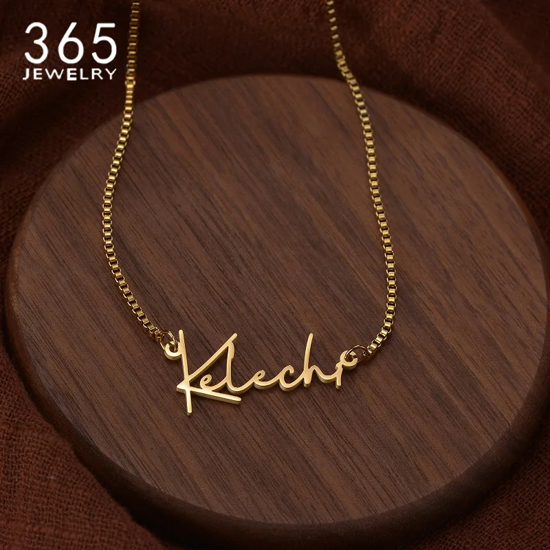 

Ожерелье с именем на заказ, цепочка из нержавеющей стали в коробке, ожерелья с именной табличкой на заказ, ювелирные изделия для женщин и мужчин, подарки на день рождения