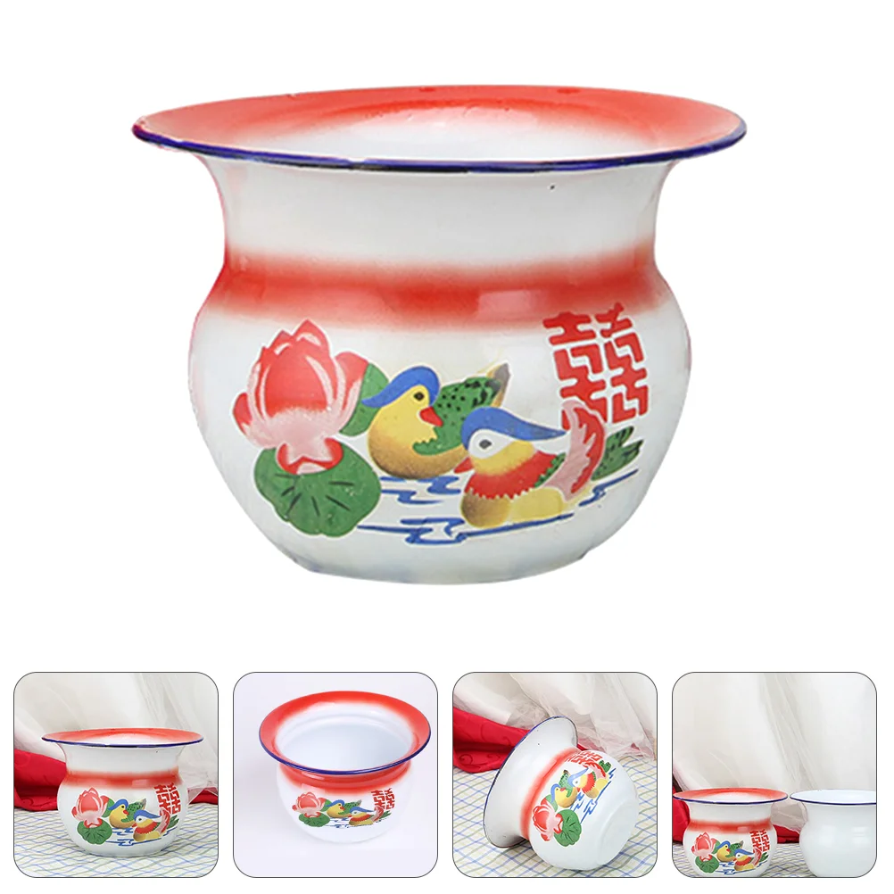 

Urinal Pot Urine Bedpan Potty Bottle Chamber Bucket Enamel Spittoon Portable Pee Vintage Female Unisex Toilet Bowl Chinese