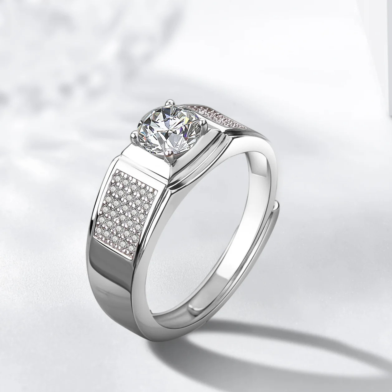 

14K White Gold Jewelry Natural FL Diamond Ring Men Hip-hop Wedding Rings for Couples Engagement 14K Gold Diamond Rings Box Boys