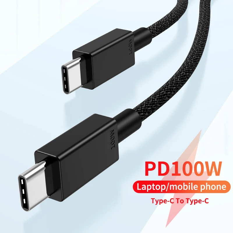 PD 100W USB C To USB C Nylon Braid Cable For Xiaomi Huawei P40 P30 Samsung MacBook Pro 2021 iPad Type-c Fast Charging Data Cable
