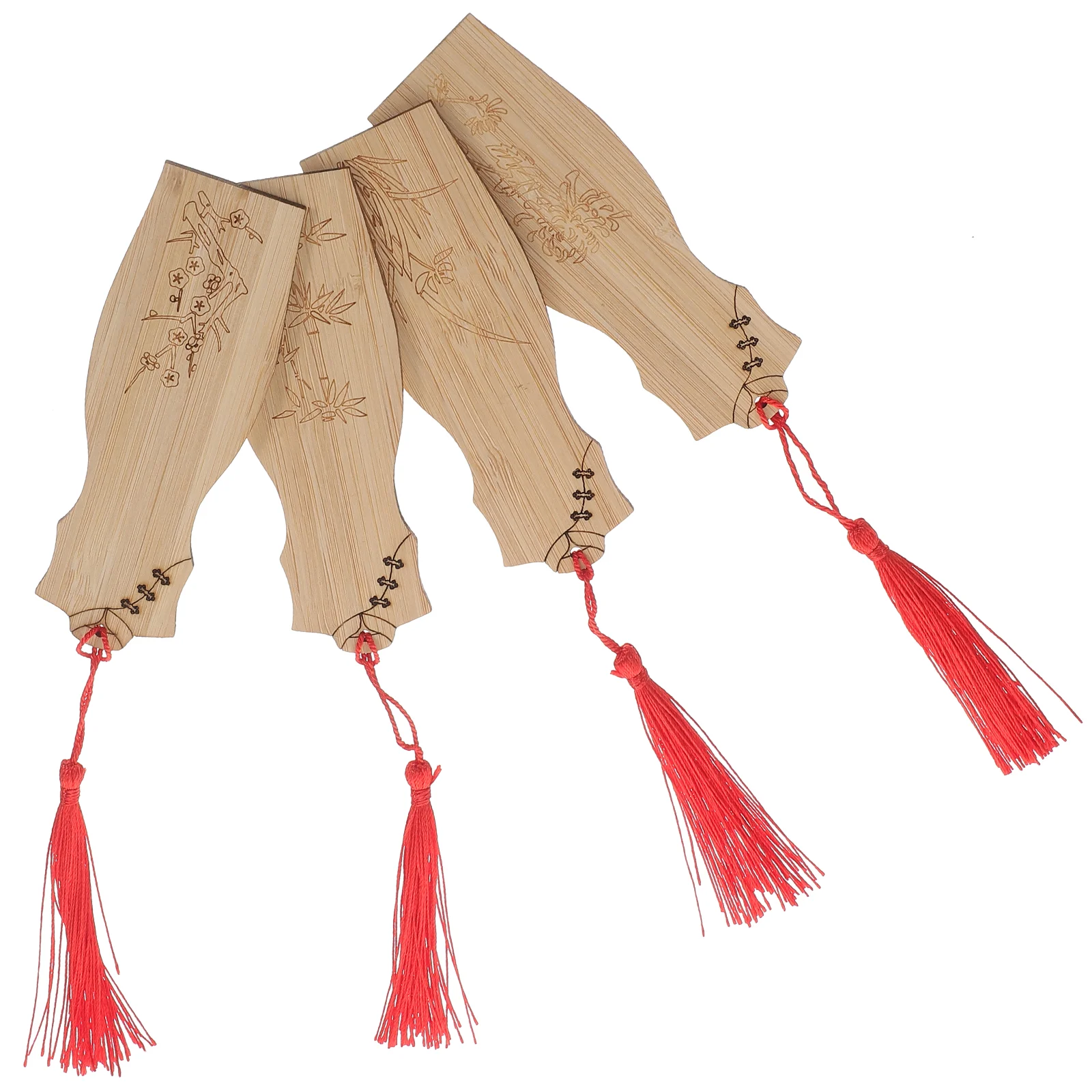 

4 Pcs Cheongsam Bamboo Bookmark Vintage Gifts Wooden Marks Bookmarkers Bookmarks With Tassels Child Pretty Elegant