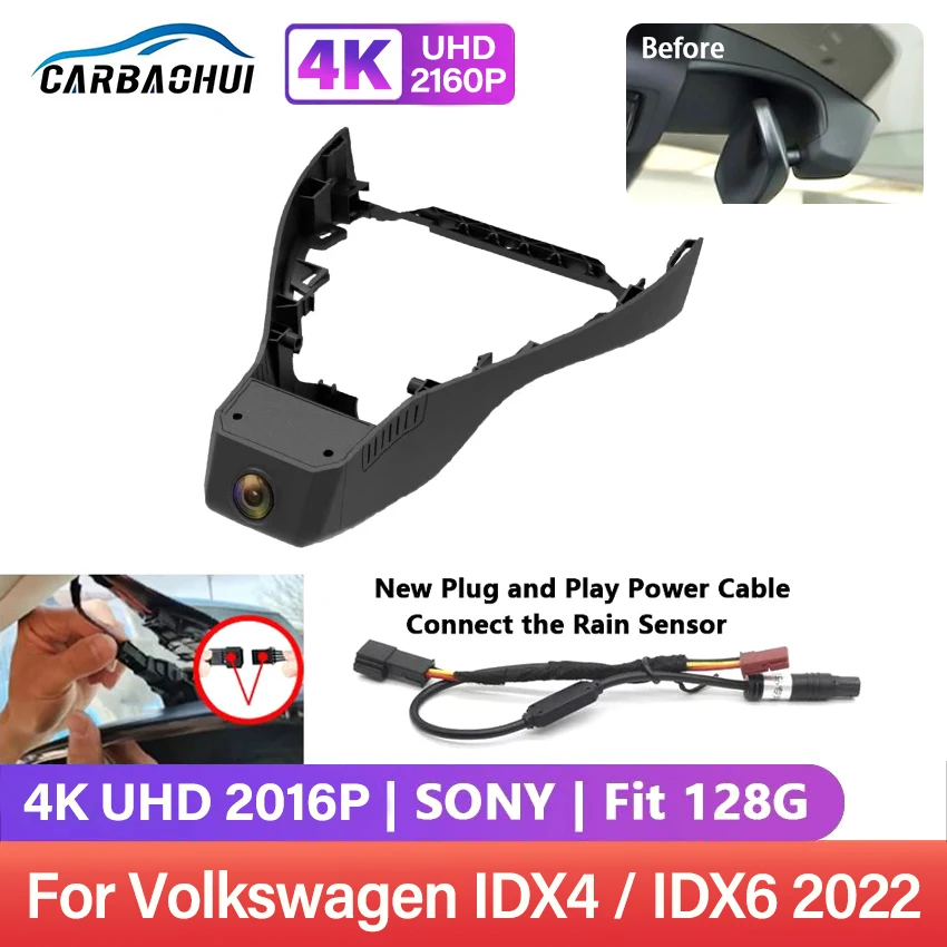 4K 2160P Plug and play Dash Cam HD Camera Car DVR Wifi Video Recorder For Volkswagen VW ID.4 X ID.6 X 2022,Wireless DashCam