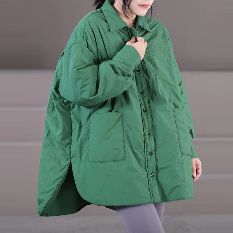 Женская Асимметричная рубашка с длинным рукавом, хлопковая утепленная однобортная куртка в художественном стиле, повседневная одежда на осень-зиму, C749