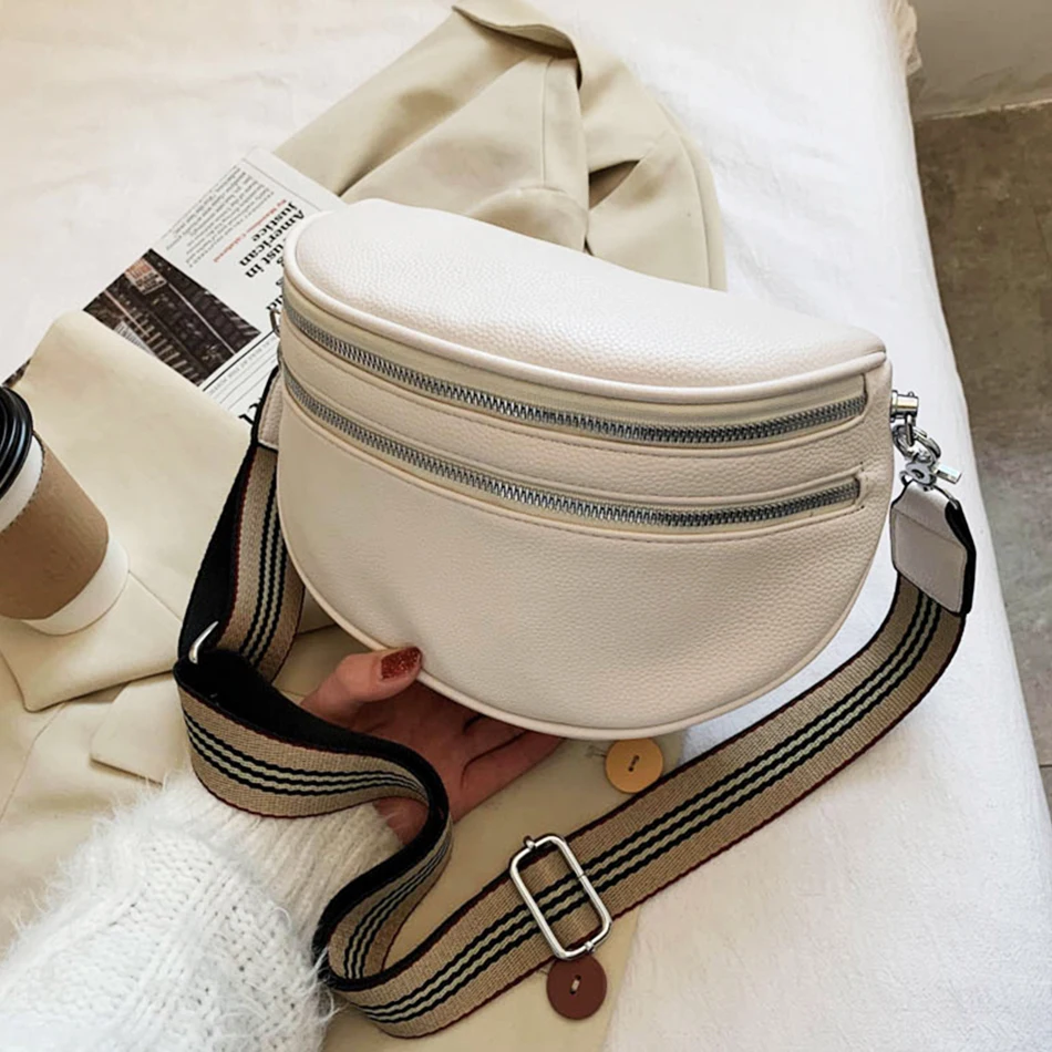 

Luxury Women Shoulder Cross Body Bags Fashion Designer Chest Bag Trend High Quality Soft PU Leather Waist Bag Simple New Purses