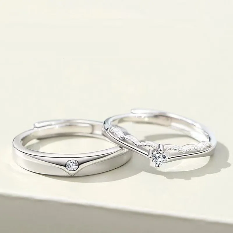 

New Hot Sale Silver Color Simple Zircon Princess Knight Crown Open Ring JZ021