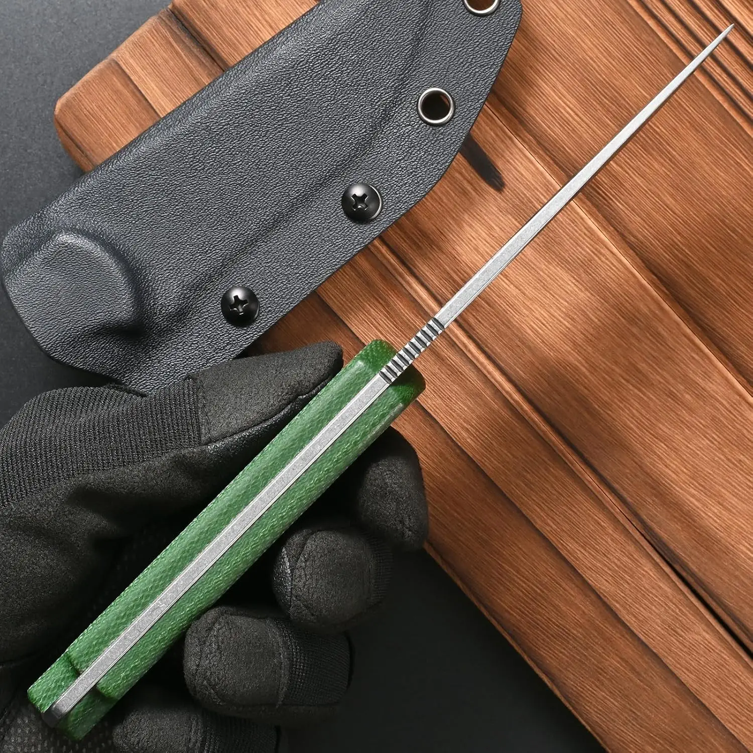 Фото Нож Eafengrow FF117 с фиксированным клинком из стали 14C28N, клинок с обработкой Stonewashed, рукоять из микарты, цельнометаллический клинок для кемпинга, работы и выживания №5