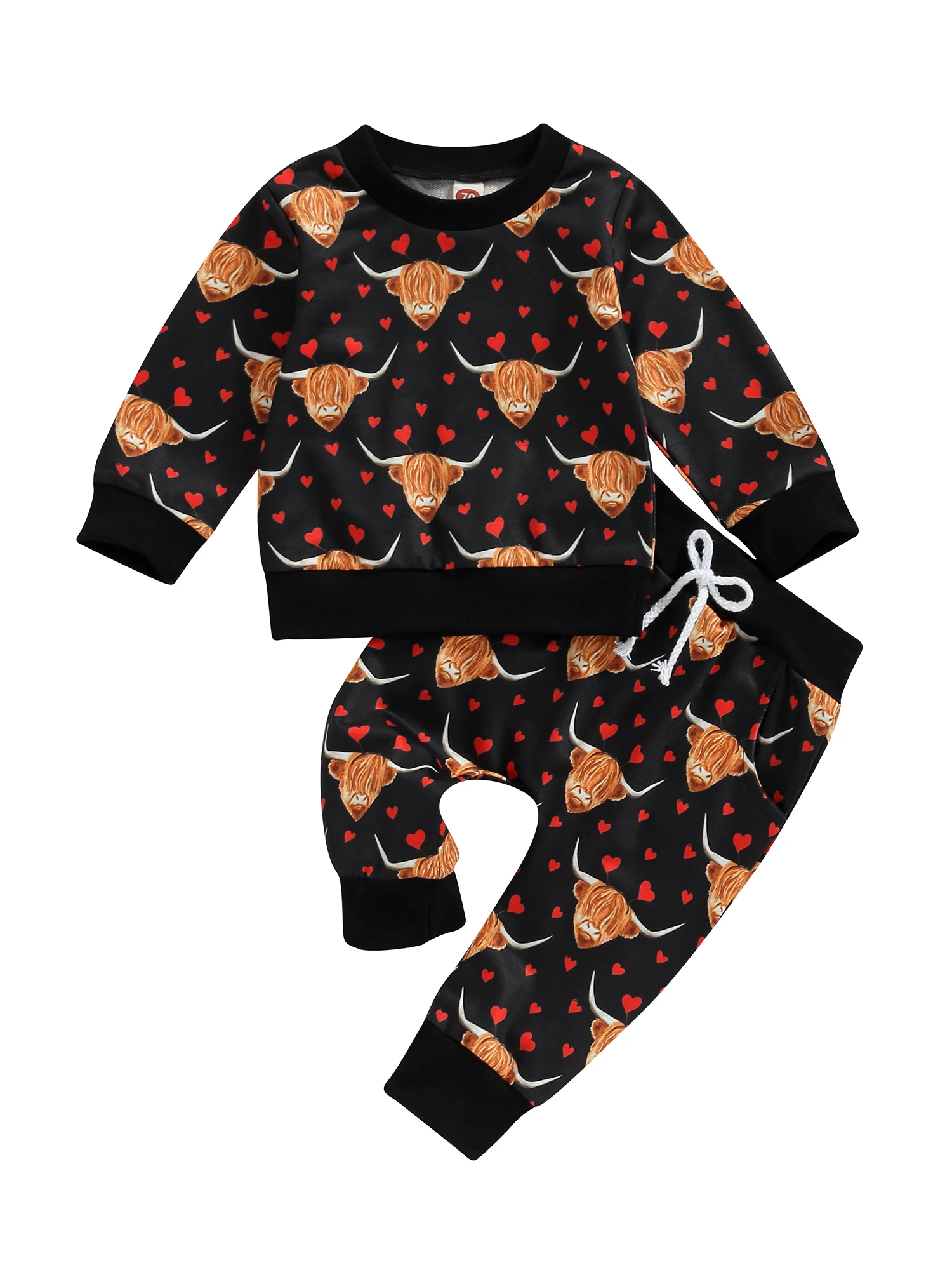 

2 шт., пуловер с длинным рукавом и принтом в виде коровы