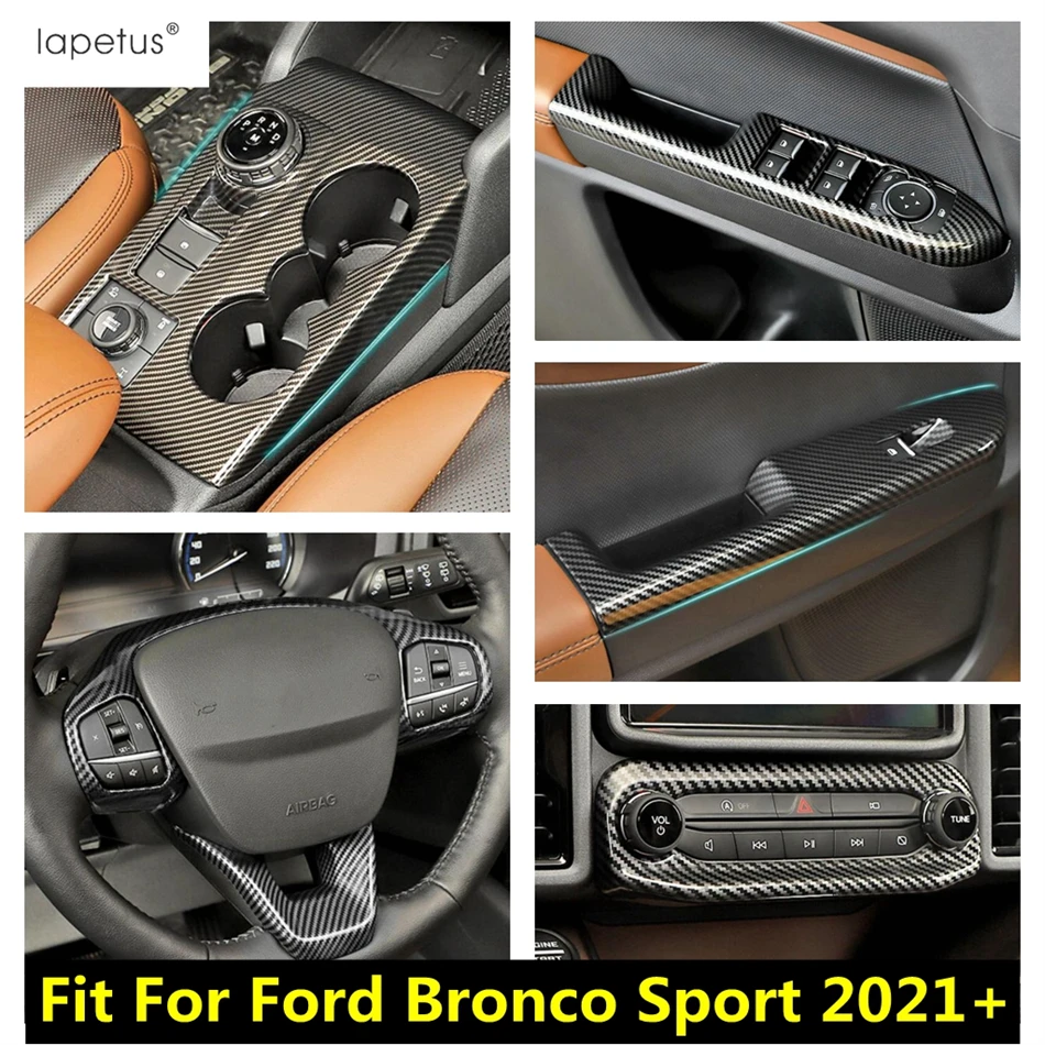 

Central AC Air Vent Armrest Window Lift Shift Gear Panel Cover Trim For Ford Bronco Sport 2021 - 2023 Carbon Fiber Accessories