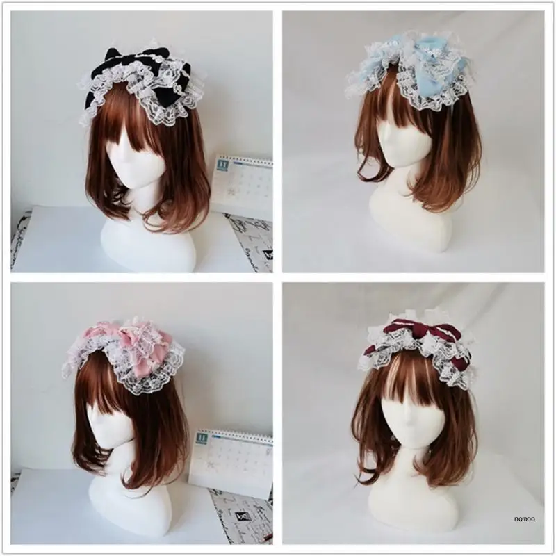 Кружевная повязка на голову в викторианском стиле ретро ​​милый двухслойный