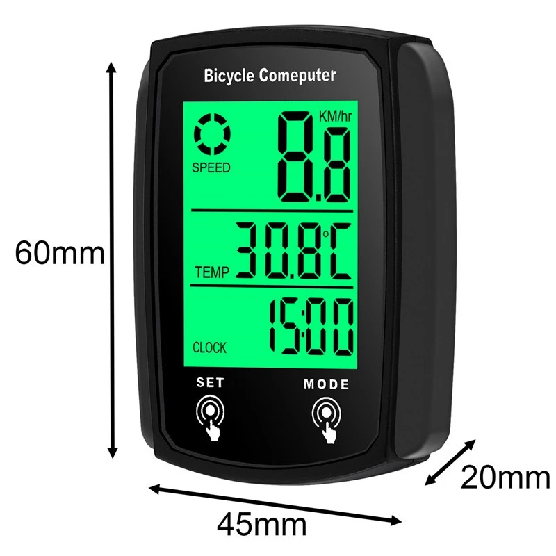 Велоспорт Черный горный велосипед Сенсорный проводной водостойкий спидометр с