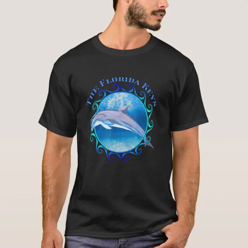 

The Florida Keys Florida Vacation Souvenir Dolphin Gift T-Shirt New 100% Cotton O-Neck Summer Short Sleeve Casual Mens T-shirt