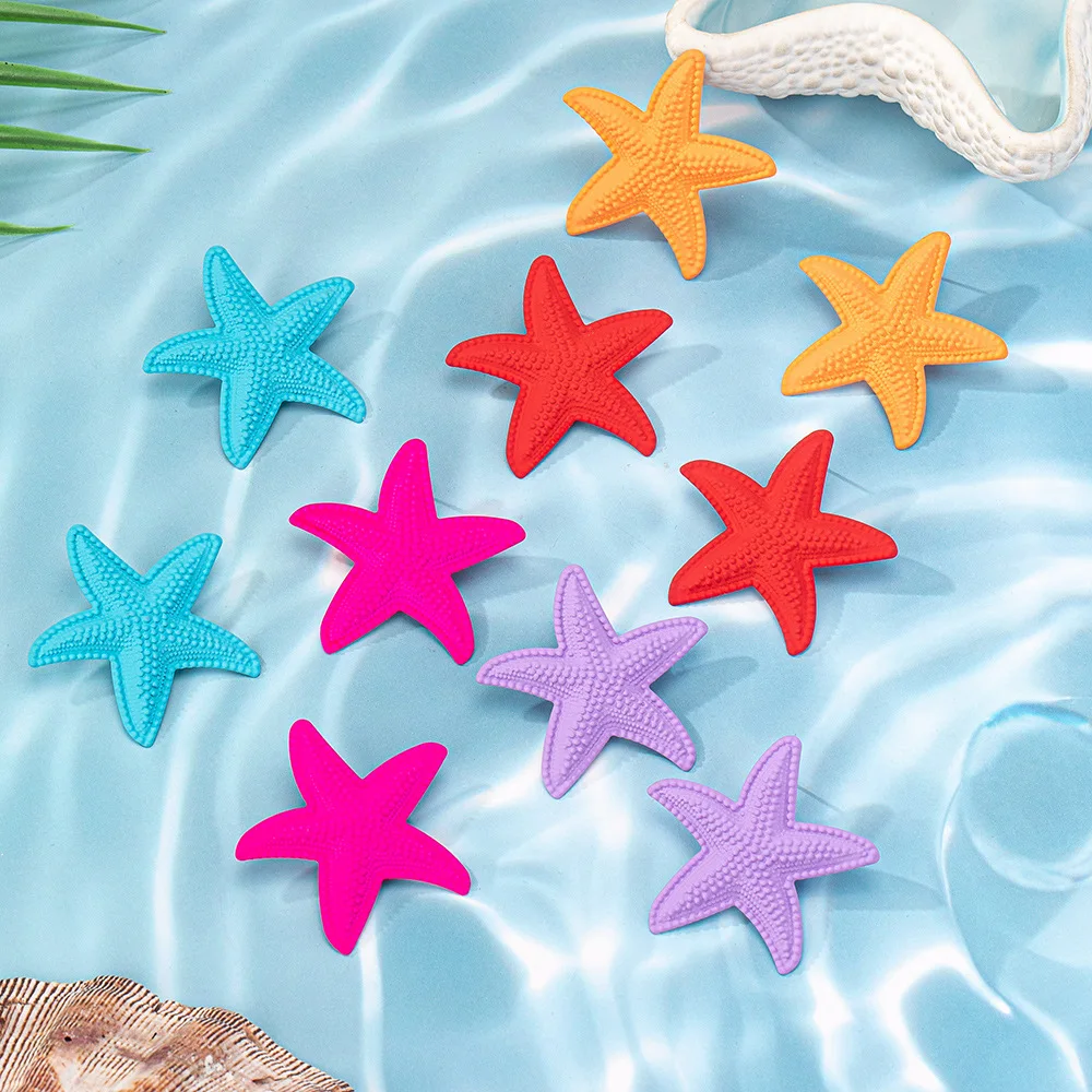 Летние серьги-гвоздики с эмалью и морской звездой в океане изысканные трендовые