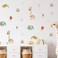 cartoon giraffe elephant animal wall sticker rainbow tree wall decals children nursery removable vinyl baby kids room decoration