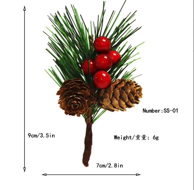Рождественская искусственная сосновая шишка красная ягода домашний декор для