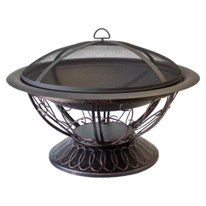 

Hiland Round Wood Burning Fire Pit with Scroll Design