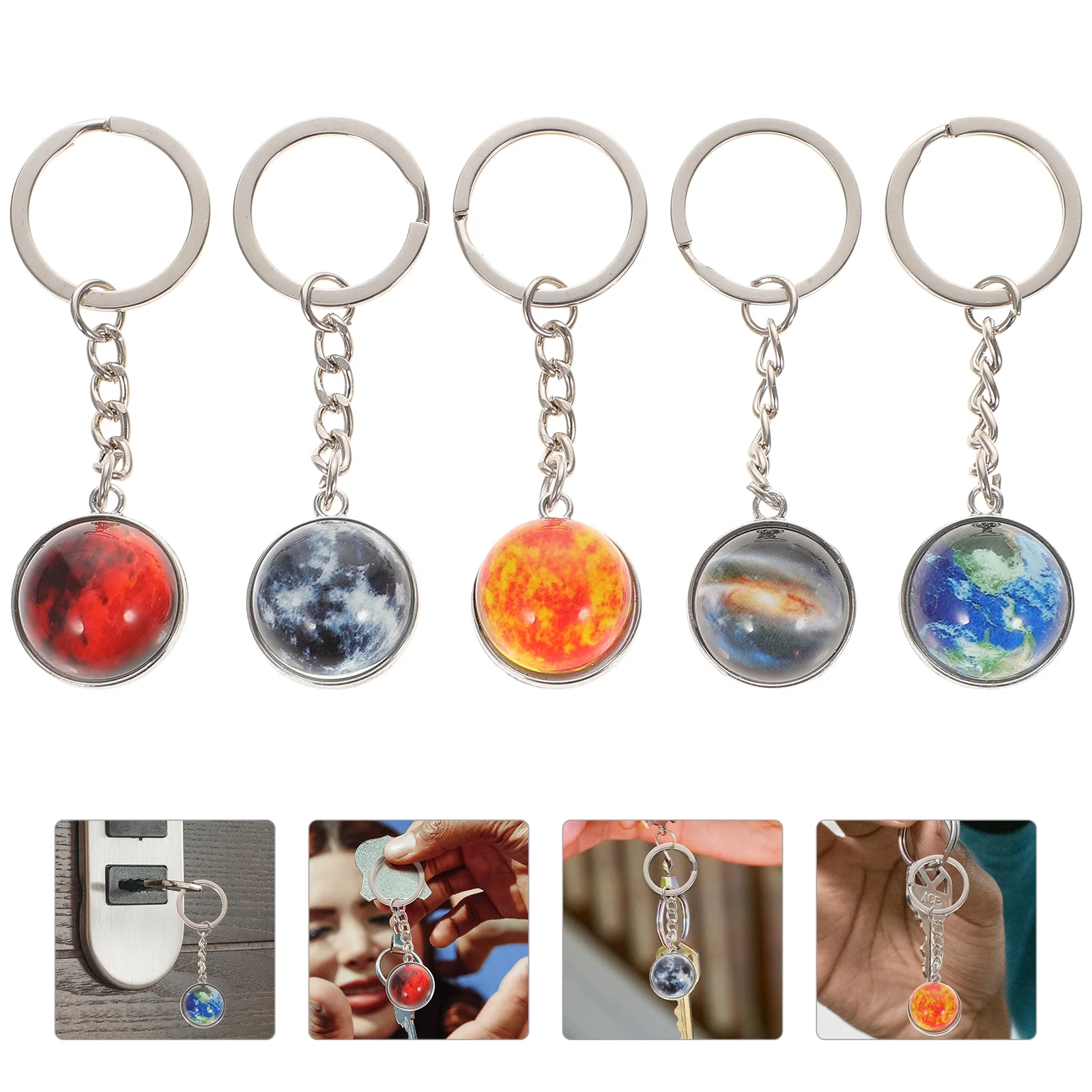 

Keychain Planet Keychains Keyring Pendant Galaxy Key Solar Glow Systemthe Dark Space Luminous Charmsmoon Chain Glowing