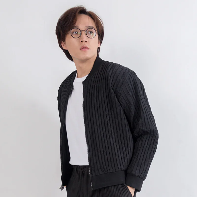 

Модная универсальная осенне-зимняя плиссированная куртка Miyake, пальто с хлопковой подкладкой, Теплая мужская куртка, модный топ