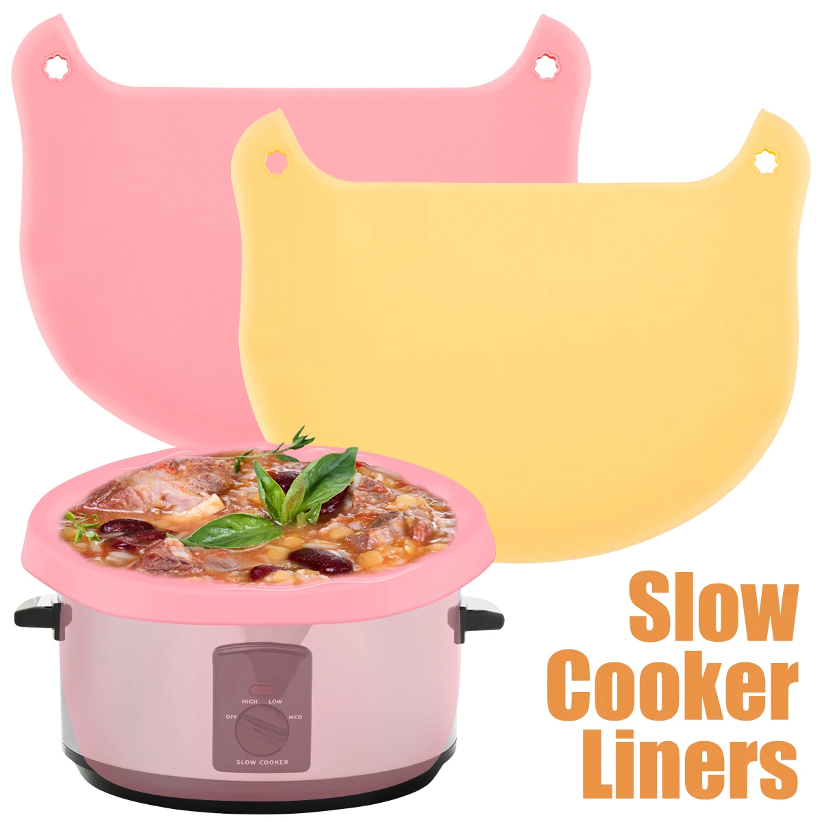 

Silicone Slow Cooker Liners Reusable Silicone Slow Cooker Divider Leakproof Hear-Resistant Slow Cooker Insert Liner Dishwasher