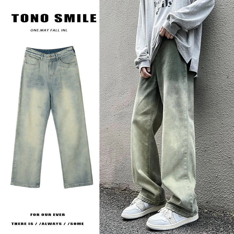 Baggy Jeans Men Fashion Retro Casual Harajuku Straight Jeans Mens Japanese Streetwear Hip Hop Loose Denim Pants Mens Trousers