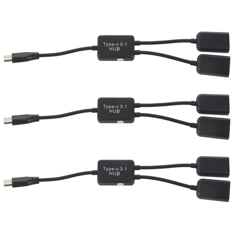 

3X Type C OTG USB 3.1 Male To Dual 2.0 Female OTG Charge 2 Port HUB Cable Y Splitter