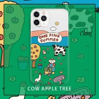 clmj summer orchard farm cow duck apple tree phone case for iphone 12 11 13 pro xs xr for samsung galaxy s21 s22 silicone cover