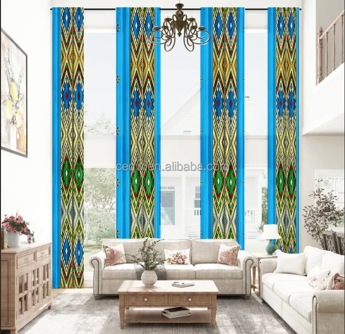 Custom any design Traditional Culture Ethiopian and Eritrean Super long villa Window Curtains for stage decoration