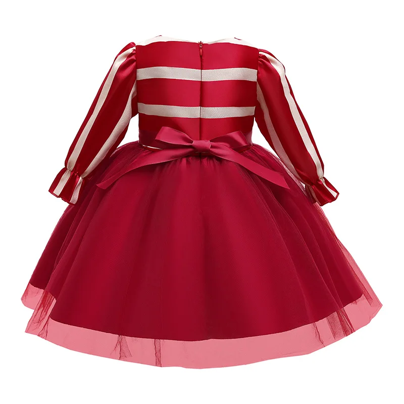

Vestido Kid Girl 2023 New Year Child Princess Dress Bow Long Sleeve Dress Children Embroidery Party Dresses 3-10 Years Old