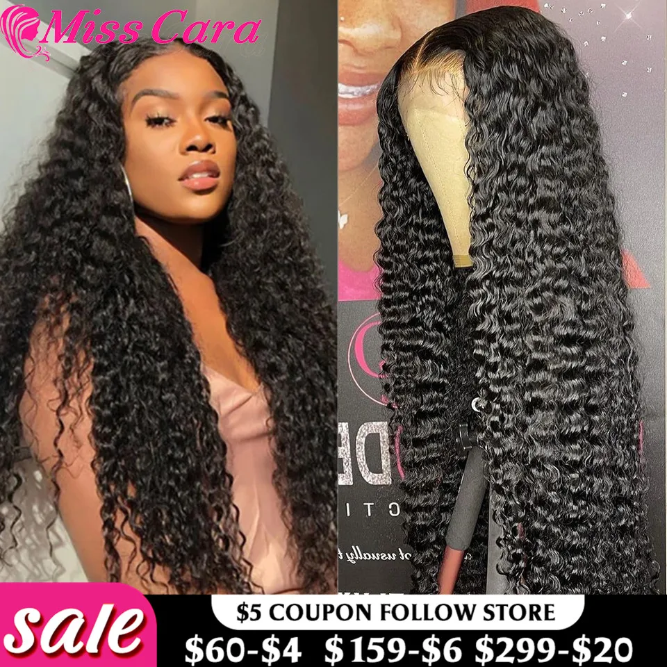 Miss Cara Hair Brazilian Deep Wave Lace Frontal Wig T Lace Frontal Wig Pre Plucked Lace Front Human Hair Wig For Women Curly Wig