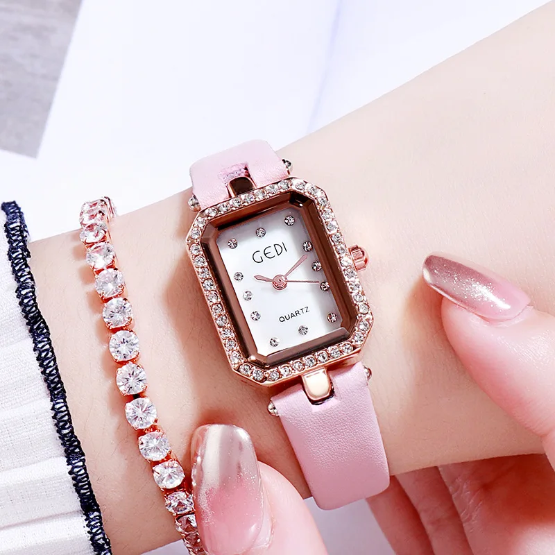Exquisite Diamond Retro Watch Fashionable All-Match Square Belt Women's Watch