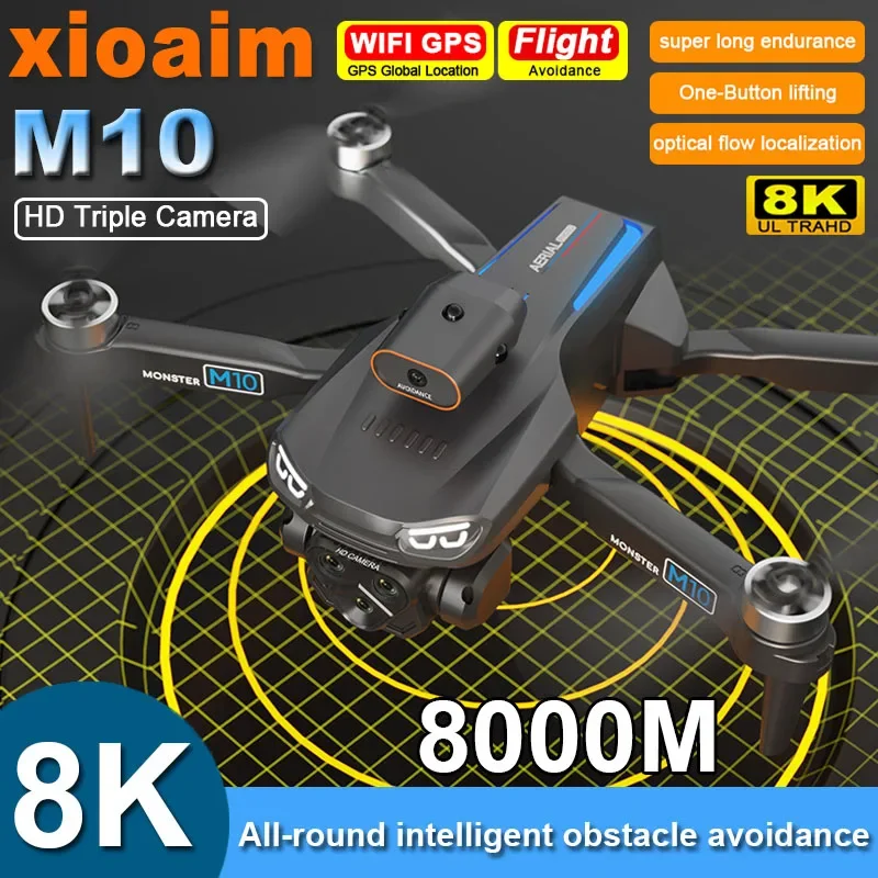 Профессиональный бесщеточный Квадрокоптер с тройной Камерой 8K HD для Xiaomi M10 Drone