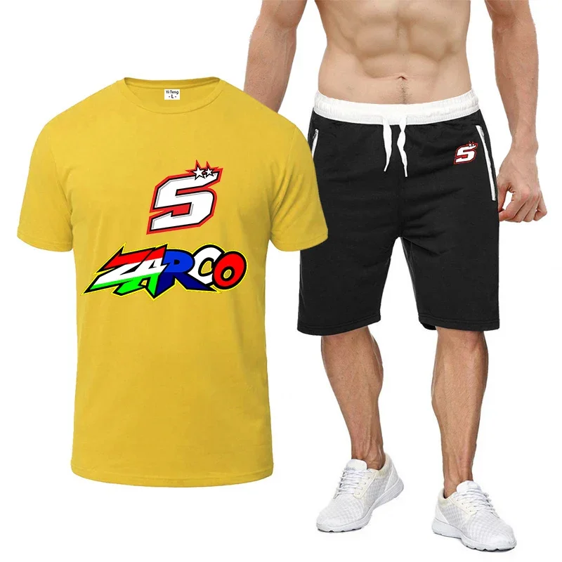 Мужской повседневный костюм Moto Rider JOHANN ZARCO No. 5 модная удобная футболка и шорты с