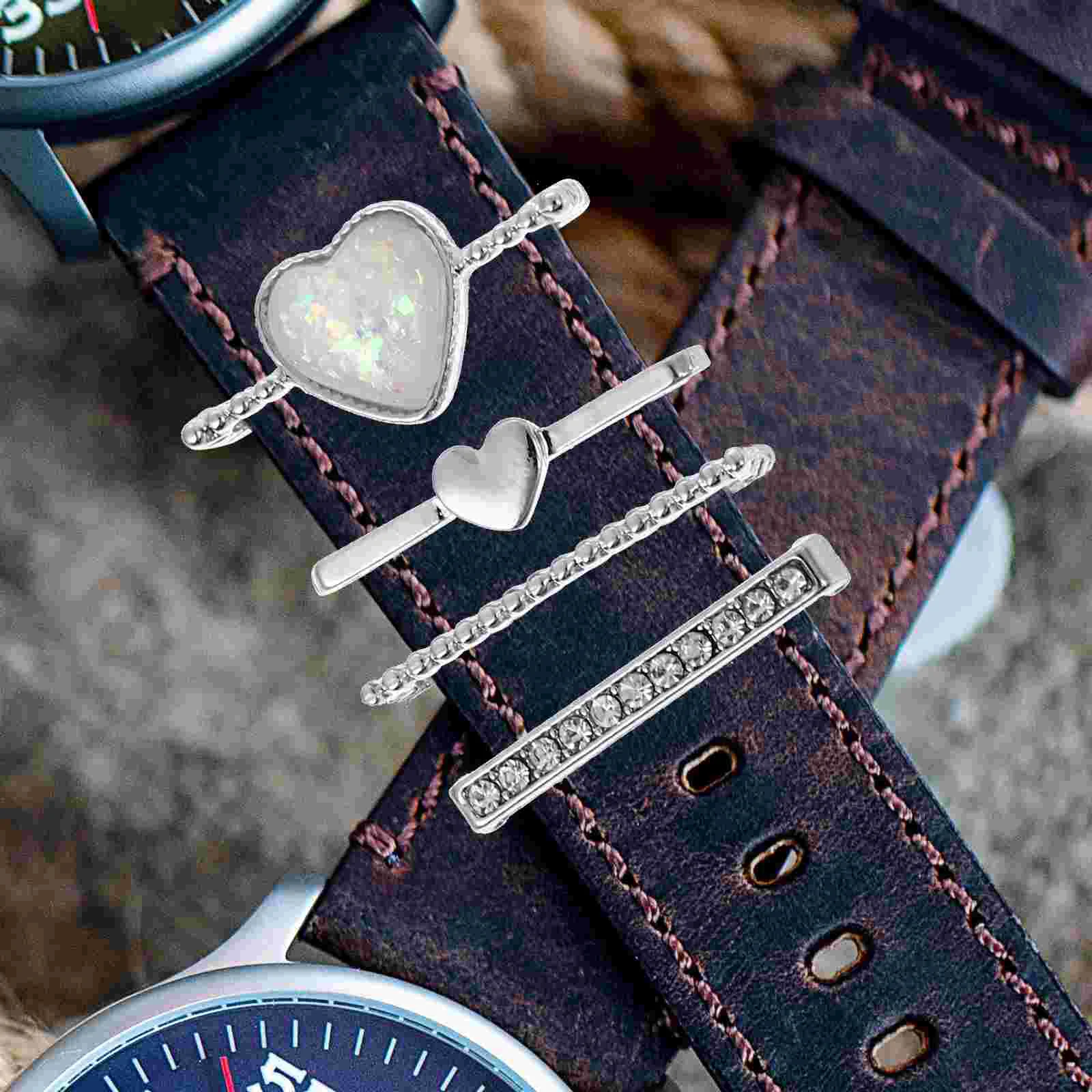 

4 Pcs Decorative Ring Loops Bands Diamond Watch Watch Band Holder Vintage Dolls Watch Strap Decoration Circle Watch Band Charms